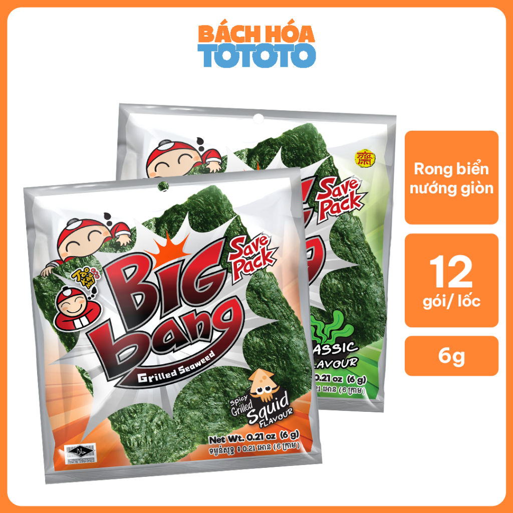 [ĐƠN 200K TẶNG 1 GÓI SNACK SACHI PHỦ VỊ] Snack Rong Biển BIG BANG Taokaenoi (12 Gói/Lốc) Ăn Vặt