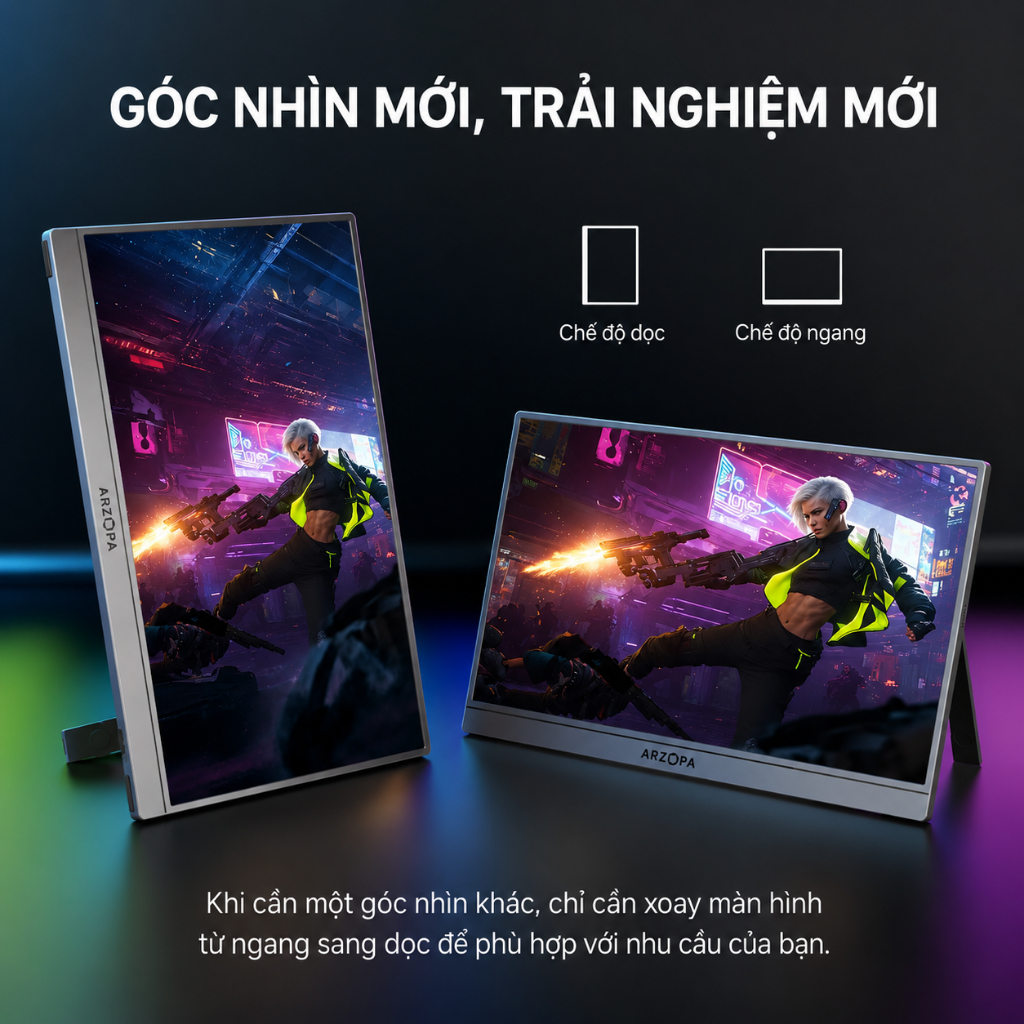 [Hỏa tốc Hà Nội]  Màn Hình Di Động ARZOPA Z3FC 16.1" 2.5K 180Hz IPS | 107% sRGB | USB-C Mini HDMI | Chính Hãng | BigBuy360 - bigbuy360.vn