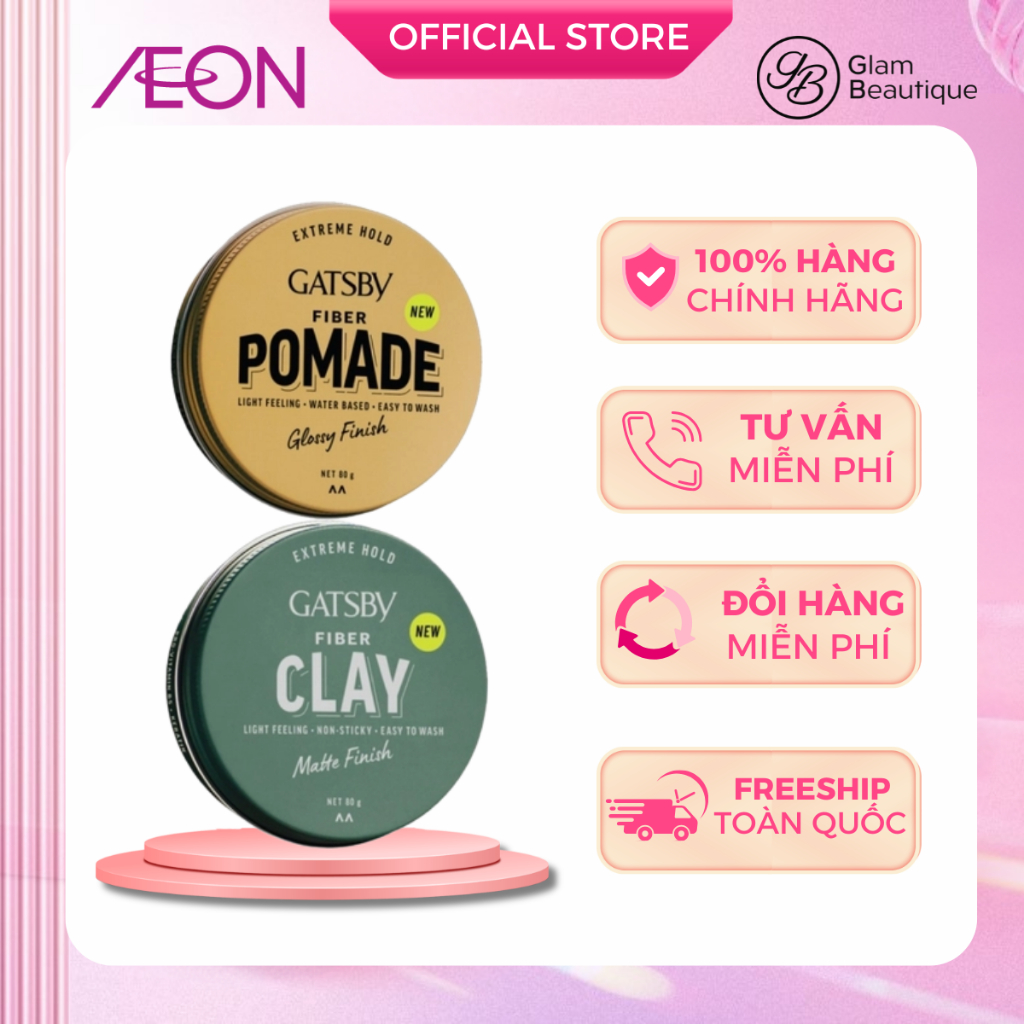 Sáp vuốt tóc nam Gatsby Styling Wax (Fiber Clay-Matte / Fiber Pomade-Glossy) 80g | Glam Beautique