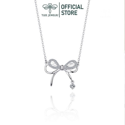 Dây chuyền bạc nữ TLEE vòng cổ hình nơ thắt treo hạt đá nhẩy nữ tính TLEE JEWELRY D0271
