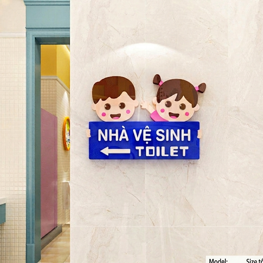 Biển MICA decor chỉ dẫn nhà vệ sinh, biển WC/toilet nam nữ trang trí mầm non 30x21cm (8204)