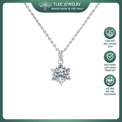 Dây chuyền bạc nữ TLEE đóa hoa sen tuyết đính đá lấp lánh TLEEJEWELRY D0389