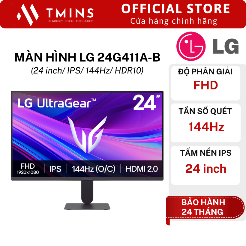Màn hình LG 24G411A-B (24 inch/ IPS/ 144Hz/ HDR10) - Hàng chính hãng