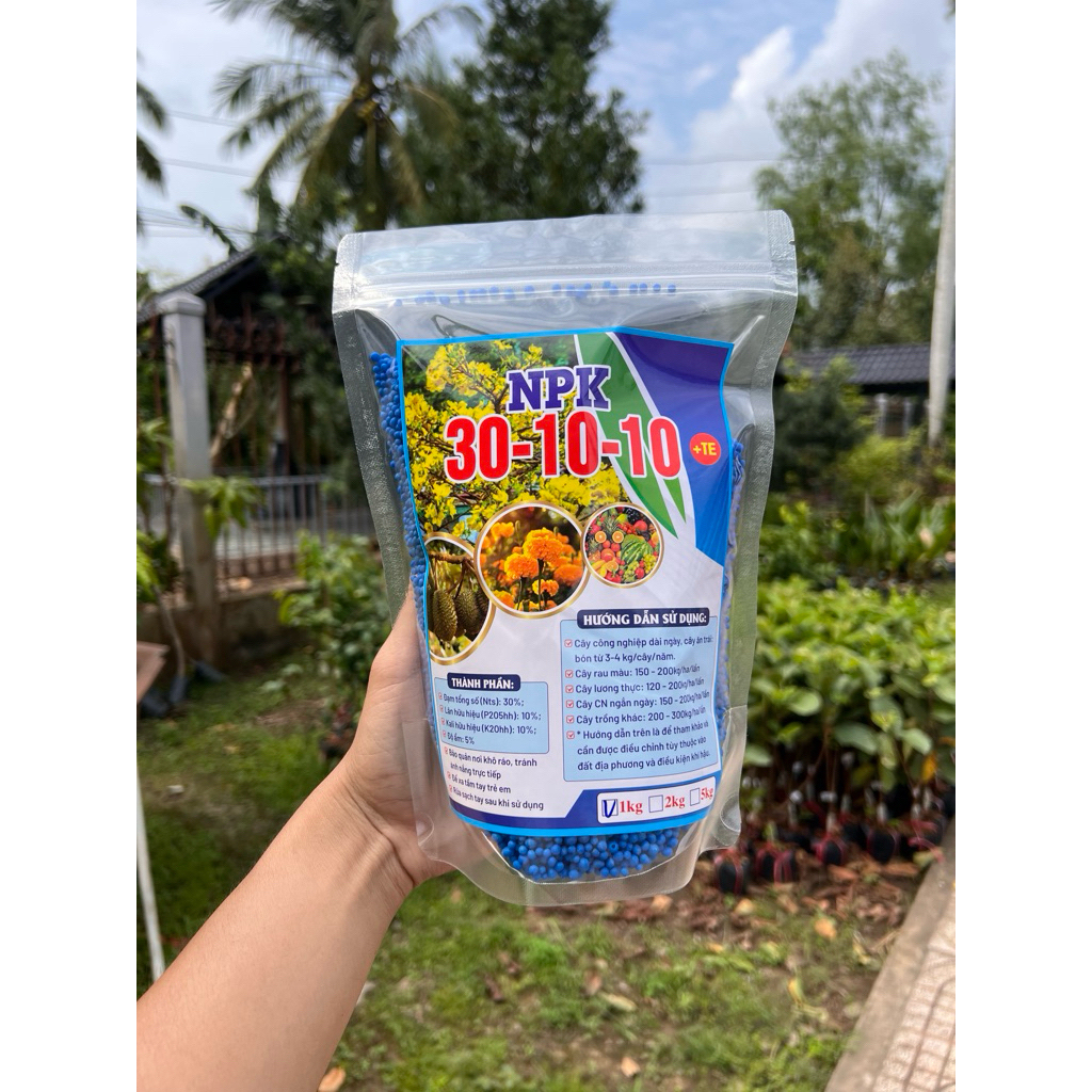 1KG Phân bón NPK 30-10-10+TE Cho Cây Kiểng Và Rau Màu (Chiết lẻ từ bao 25KG)