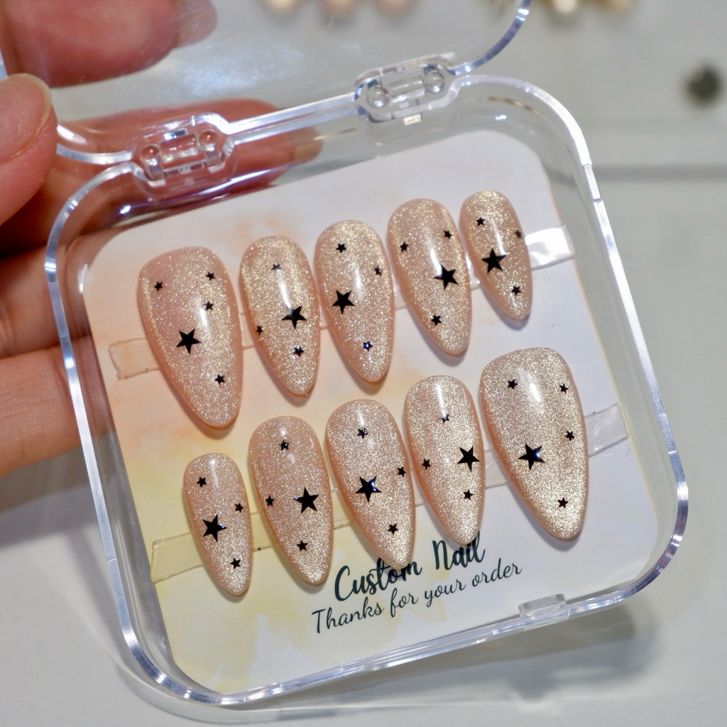 L019 NAIL BOX THIẾT KẾ - MẮT MÈO KIM CƯƠNG ĐÍNH SAO