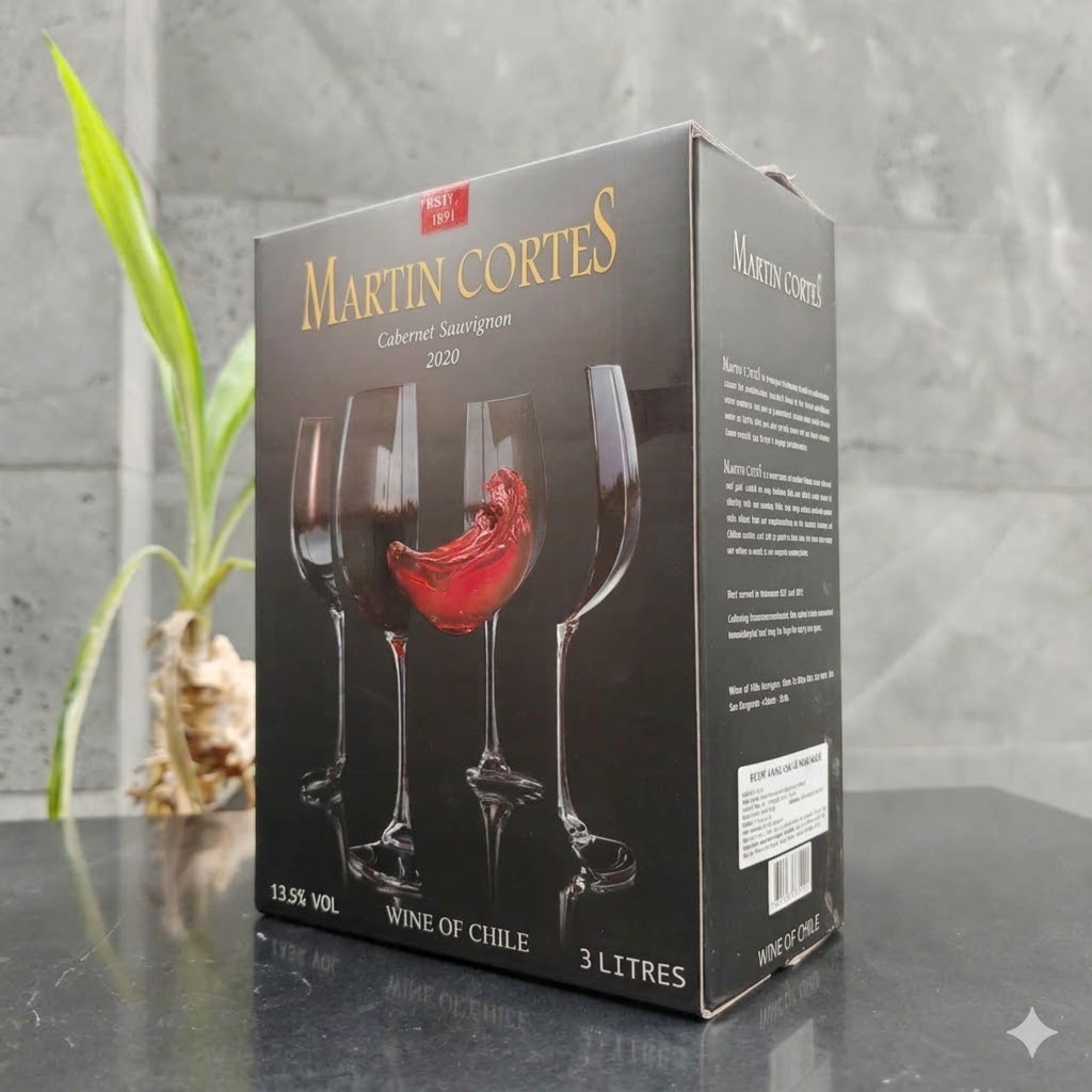 Rượu vang bịch Chile Martin Cortes 3 lít nhập khẩu
