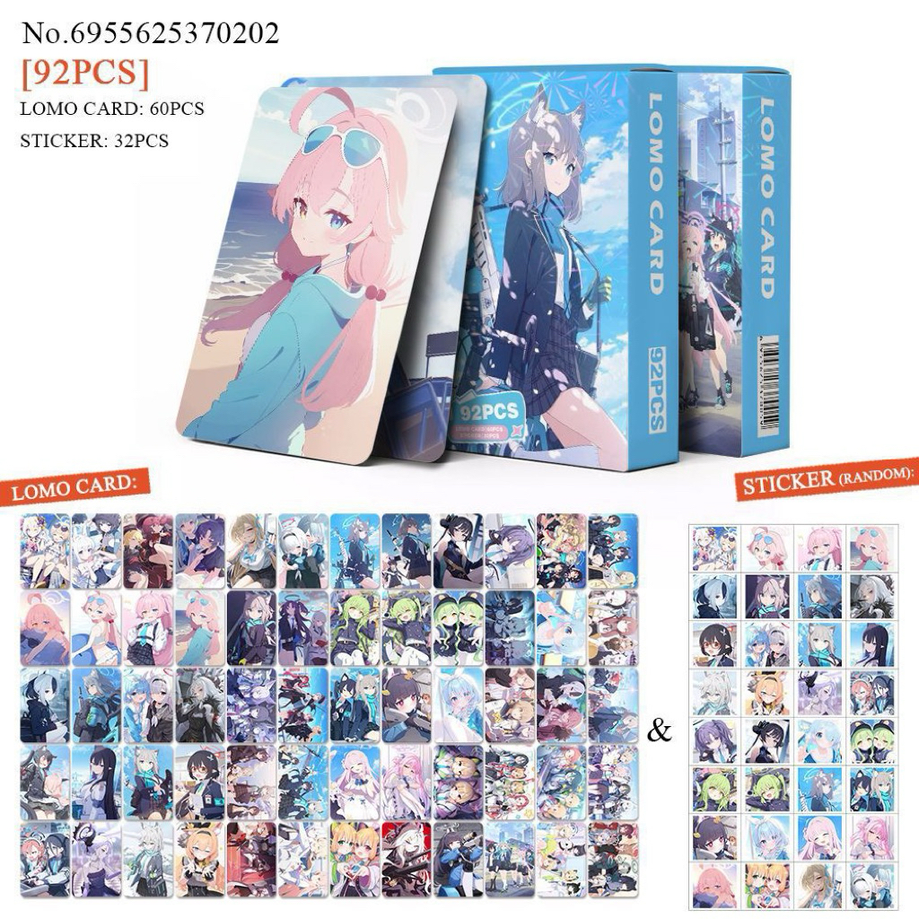 [Blue Archive] Bộ Lomo Card 92PCS (60 card + 32 sticker) / Photocard 50PCS hologram Anime Blue Archi