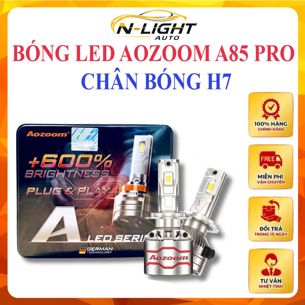 BÓNG LED AOZOOM A85 PRO- CHÂN H7 - HÀNG CHÍNH HÃNG - CÔNG SUẤT 85W - BẢO HÀNH 3 NĂM