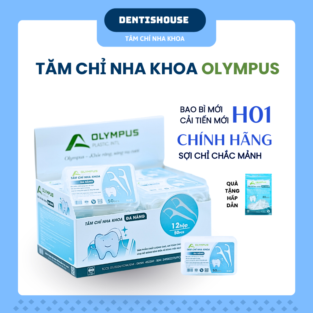 [ HÀNG VIỆT NAM ] Tăm chỉ nha khoa OLYMPUS - Tăm chỉ nha khoa hộp nhỏ tiện lợi thương hiệu Việt Nam 