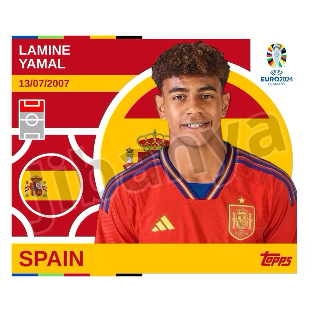 [Thẻ in] Thẻ cầu thủ bóng đá Lamine Yamal Topps Euro 2024