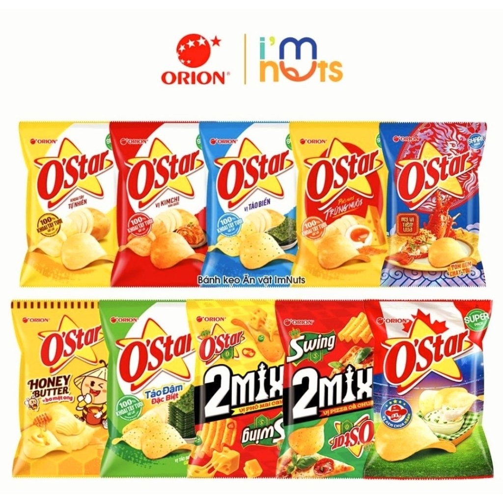Sỉ 10 bịch Bánh Snack khoai tây Ostar Orion đủ vị gói nhỏ 30g