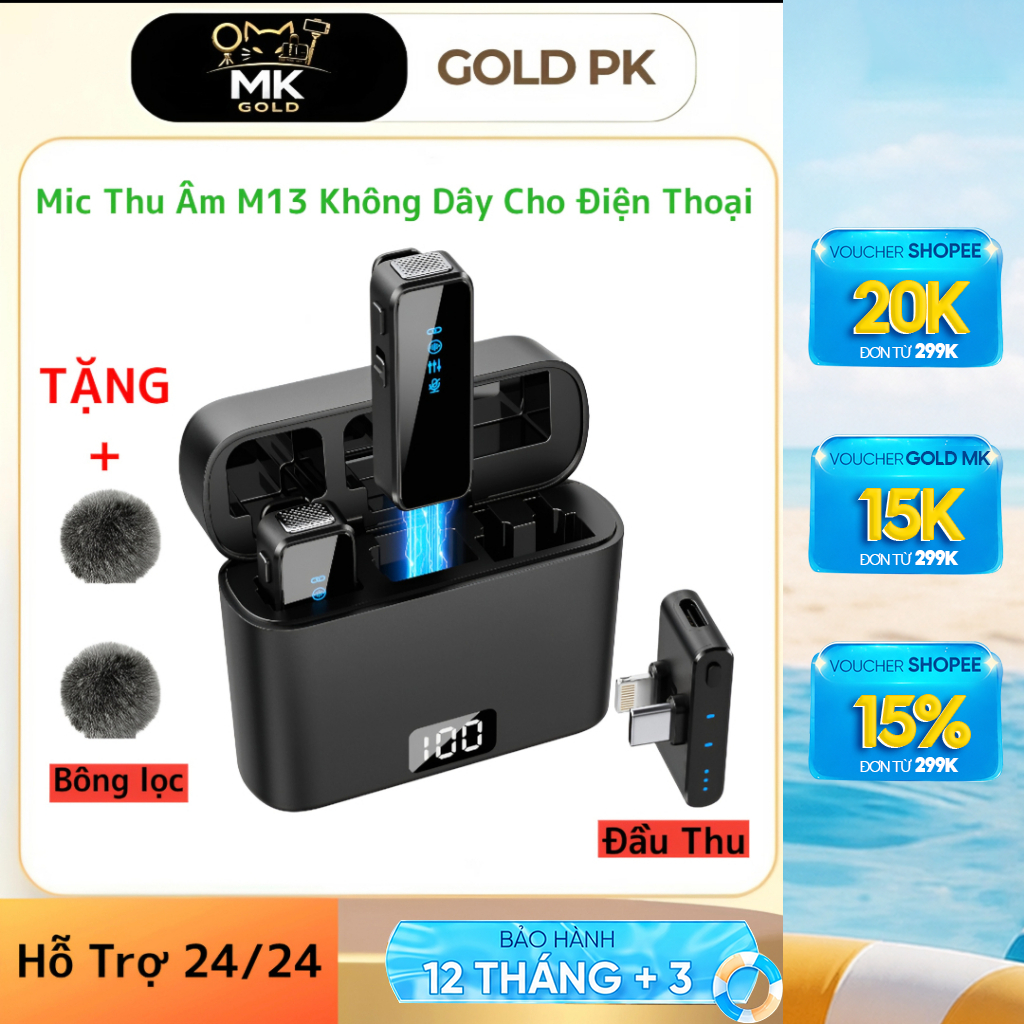 Mic Thu Âm Không Dây Cho Điện Thoại M31 Pro - Bật Tắt Lọc Ồn - Micro Ghi Âm
