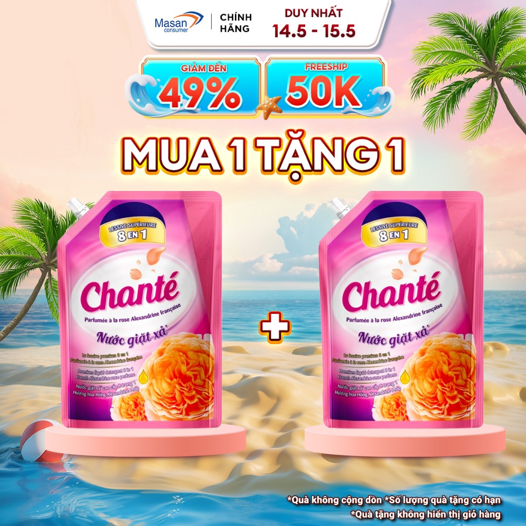 Combo 2 Túi Nước Giặt Xả Chanté Cao Cấp 8 Trong 1