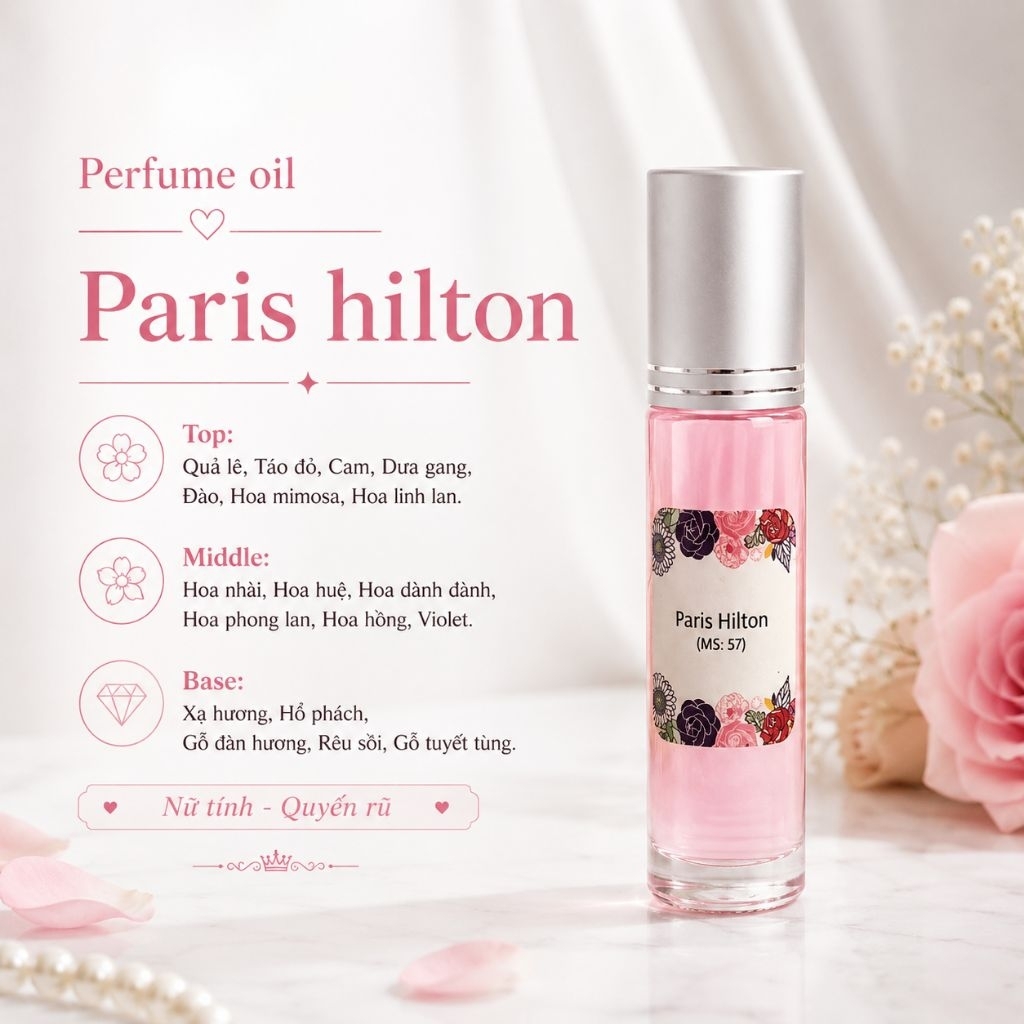 Tinh Dầu Nước Hoa nữ Paris Hilton 10ml, Ngọt ngào, trẻ trung
