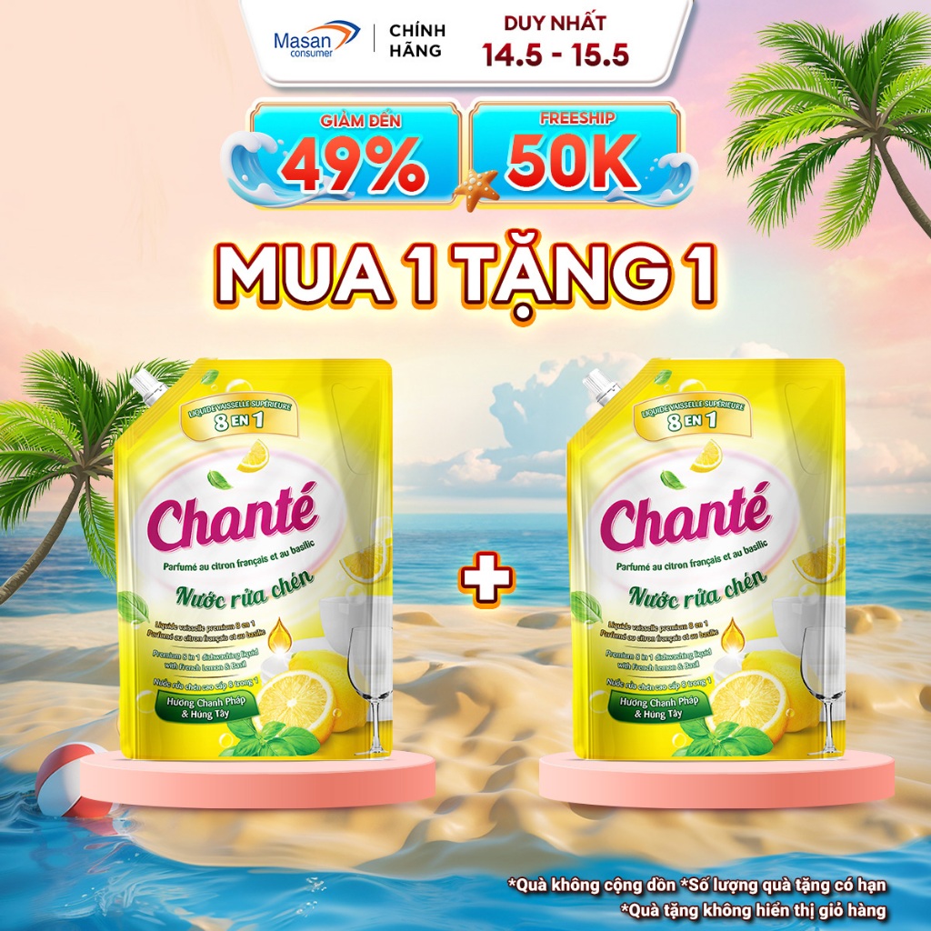 [LS][Chọn loại] Combo 2 Nước rửa chén Chanté túi x 3.2kg