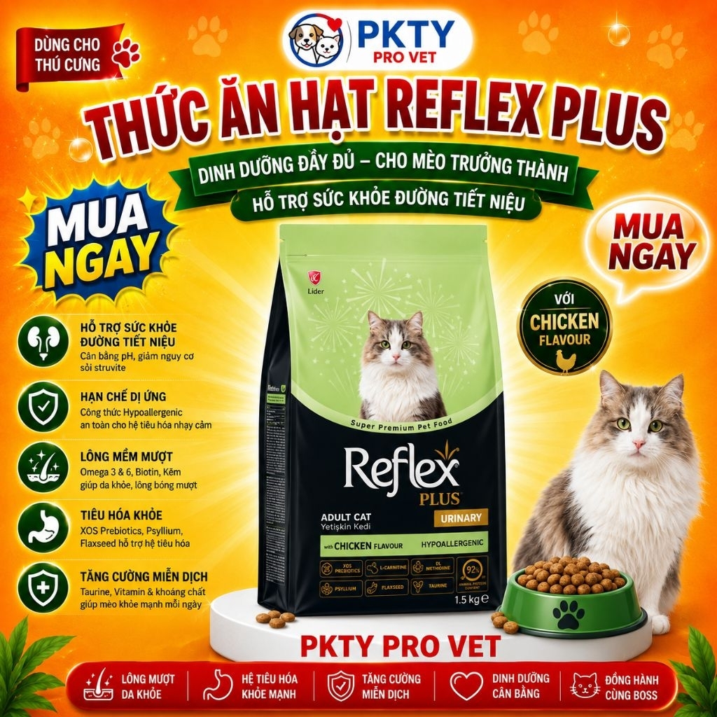 [CHÍNH HÃNG] Hạt Cho Mèo Trưởng Thành REFLEX ADULT/ REFLEX URINARY – Vị Gà & HỖ TRỢ TIẾT NIỆU – Bao 