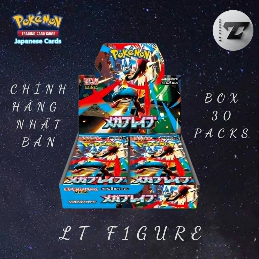 [LT F1GURE] Thẻ Card Game Pokemon - Box Pokemon Mega Brave (Box M1L - 30 pack) - Chính Hãng Nhật Bản