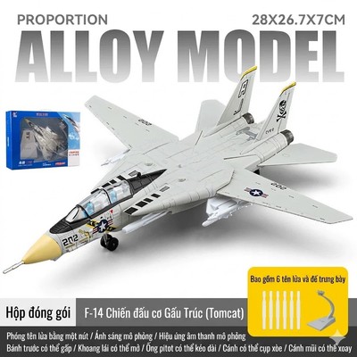 Mô hình máy bay chiến đấu F-14  KAVY của Hoa Kỳ bằng hợp kim có nhạc và đèn kèm chân đế và tên lửa