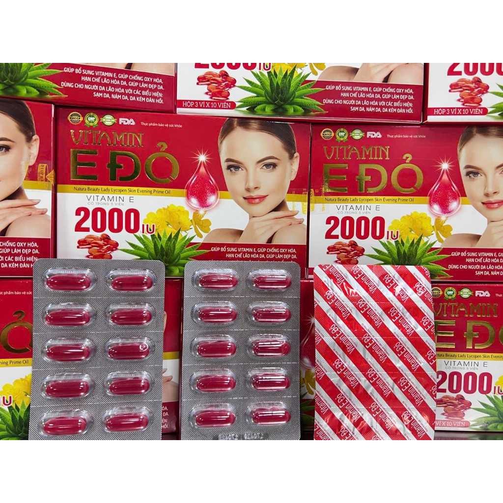 Vitamin E Đỏ 2000iu – Giúp Trẻ hóa làn da, ngăn ngừa lão hóa (Hộp 30 viên)