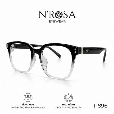 Gọng Kính Cận N’ROSA T1896 – Dáng Vuông Oversize Thời Thượng, Nhựa Cao Cấp Chốt Đinh Đôi