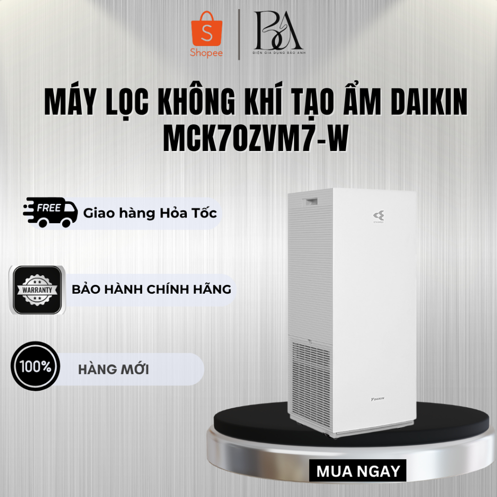 Máy lọc không khí tạo ẩm Daikin MCK70ZVM7-W - Bảo Hành Chính Hãng 12 Tháng
