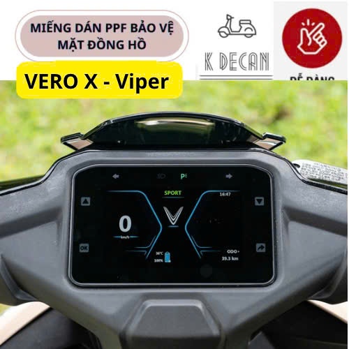 dán xe điện vin Vero X - Viper .Miếng dán ppf bảo vệ mặt đồng hồ xe điện Vinfast Vero X - Viper