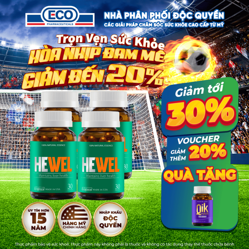 [Tặng Qik Hair Nữ 15v] Combo 4 Hộp 30v - Viên Uống Bổ Gan Hewel Ecogreen Giải Độc Gan, Tiêu Hóa Tốt