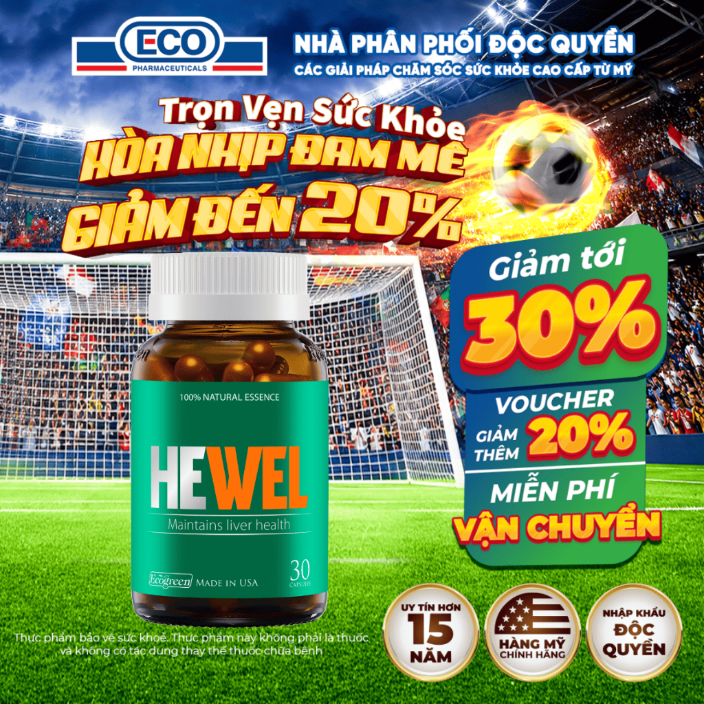[Hộp 30v] Viên Uống Bổ Gan Hewel Ecogreen Giải Độc Gan Mát Gan, Hỗ Trợ Tiêu Hóa