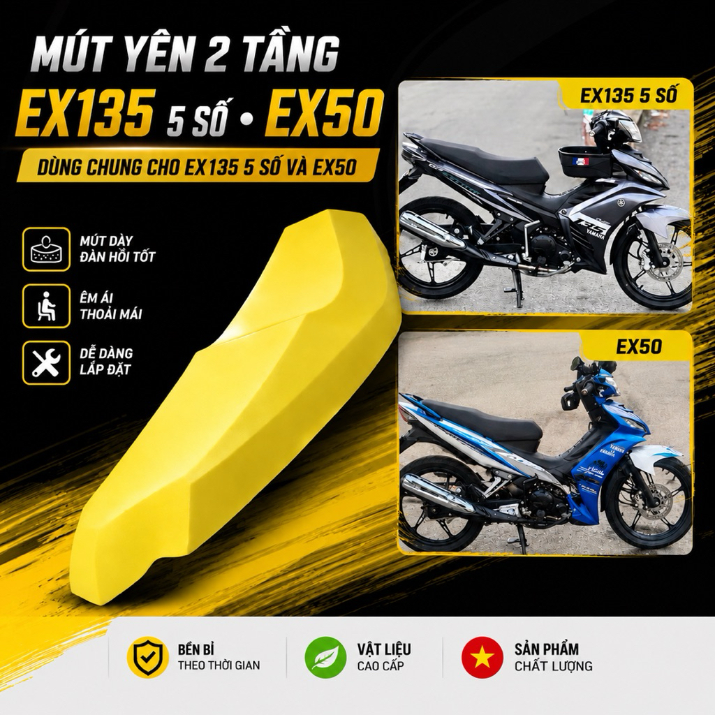 Yên 2 tầng Ex (50-135) mút vàng loại 1)