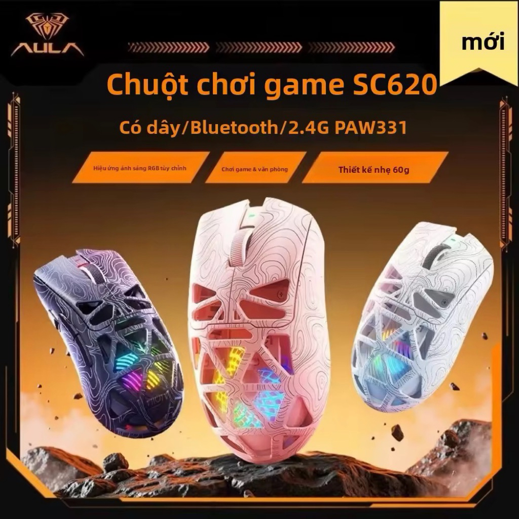 Chuột gaming AULA SC620 3 mode kết nối led RGB