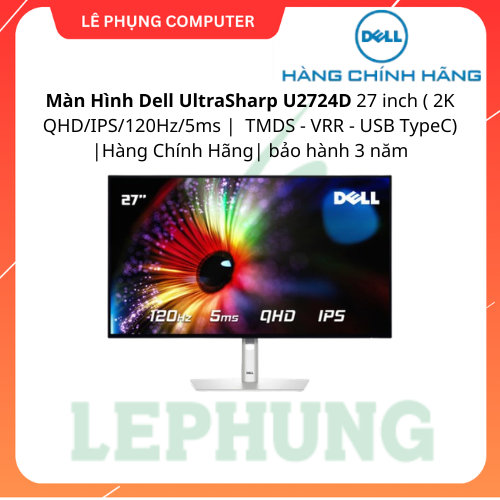 Màn Hình Dell UltraSharp U2724D 27 inch | 2K QHD/IPS/120Hz/5ms | TMDS - VRR - USB TypeC| Hàng Chính 