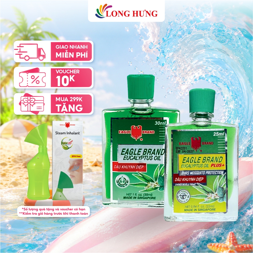 Combo dầu khuynh diệp Eagle Brand Eucalyptus Oil Plus+ (25ml) + dầu khuynh diệp Eagle Brand Eucalypt