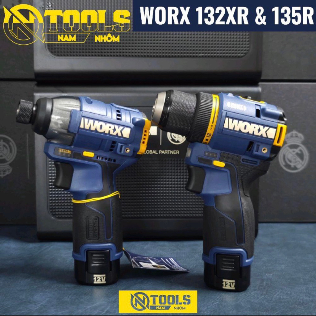 WORX Máy Khoan Pin 132XR & 135R Phiên bản Real Madrid - Động cơ Brushless, Siêu nhỏ gọn, Hệ 12V, Bảo