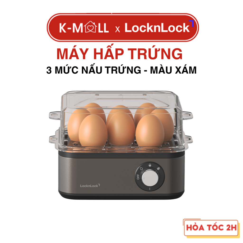 Máy Hấp Trứng Đa Năng LocknLock Multi Egg Cooker EJE223GRY Màu Xám, 3 Mức Nấu Trứng - K-MALL