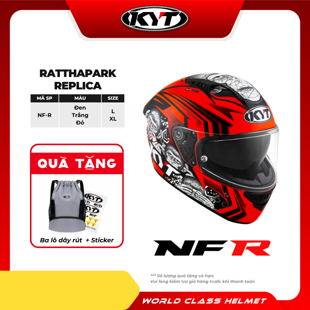 KYT - Mũ Bảo Hiểm Fullface - NFR RATTHAPARK REPLICA - Thoáng Khí, Đảm Bảo An Toàn Khi Di Chuyển