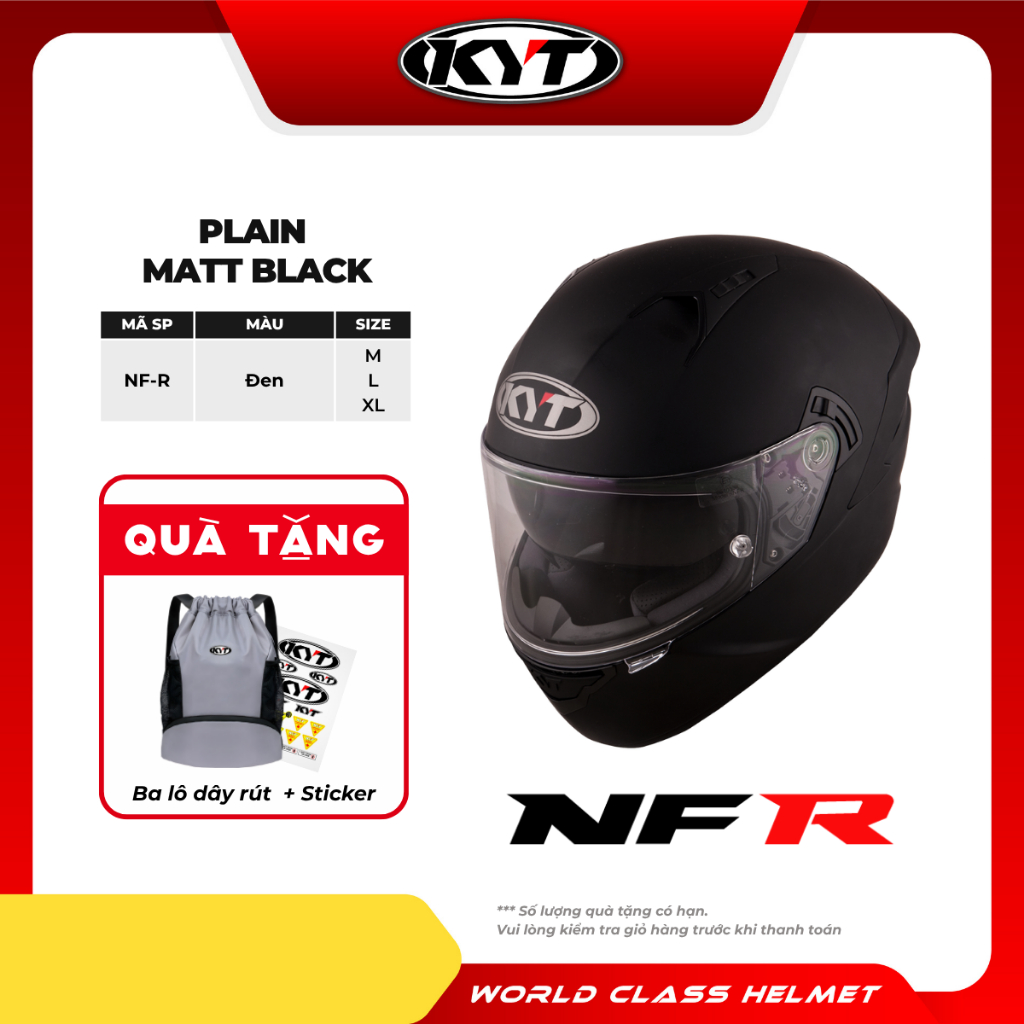 KYT - Mũ Bảo Hiểm Fullface - NFR PLAIN MATT BLACK