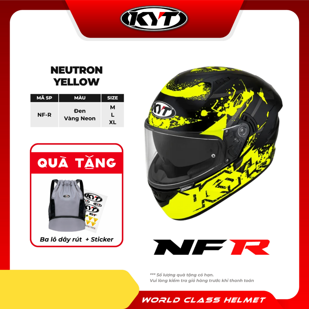 KYT -Mũ Bảo Hiểm Fullface - NFR NEUTRON YELLOW