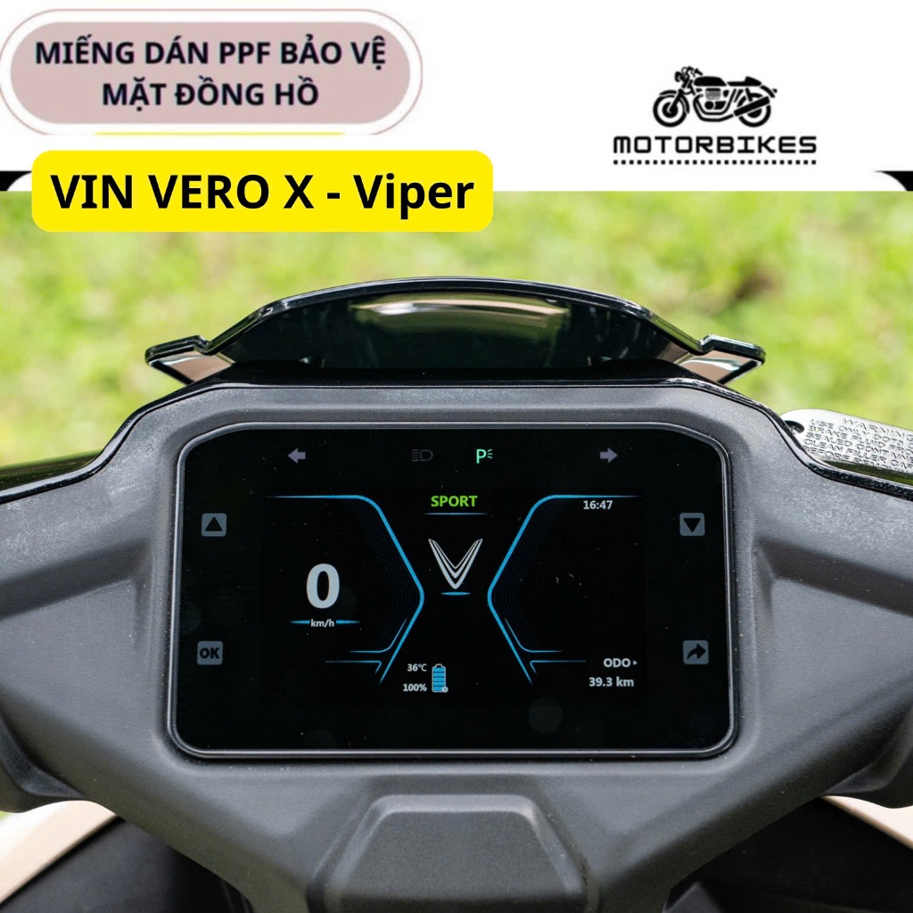 dán xe điện vin Vero X - Viper .Miếng dán ppf bảo vệ mặt đồng hồ xe điện Vinfast Vero X - Viper