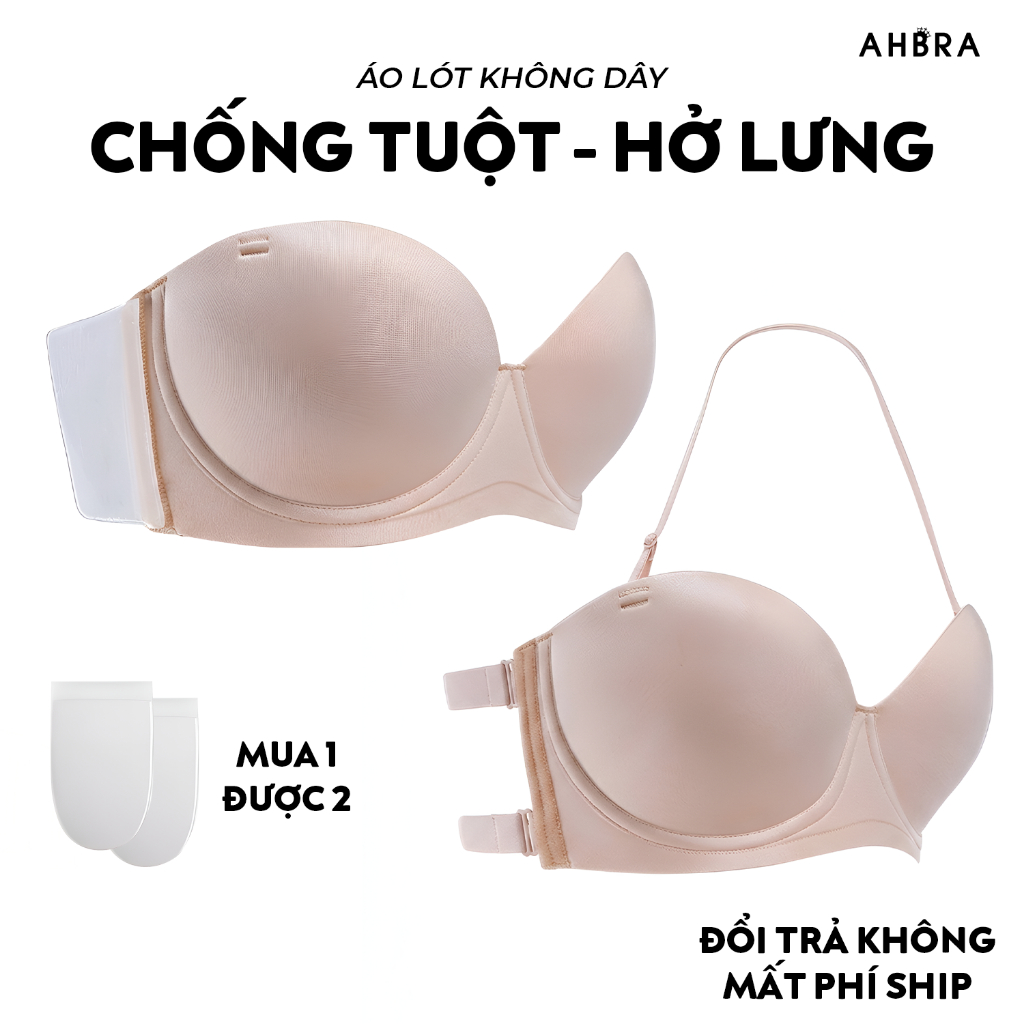 Áo Lót Không Dây Chống Tụt Dáng Quây Dán Silicone Siêu Dính Mặc Áo Hở Lưng, Trễ Vai AHBRA FS05