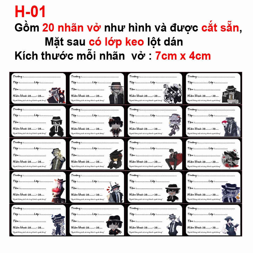Nhãn vở Forsaken chance Dusekkar Taph Two Time Shedletsky Elliot Veeronica Slasher Guest 666 Builder