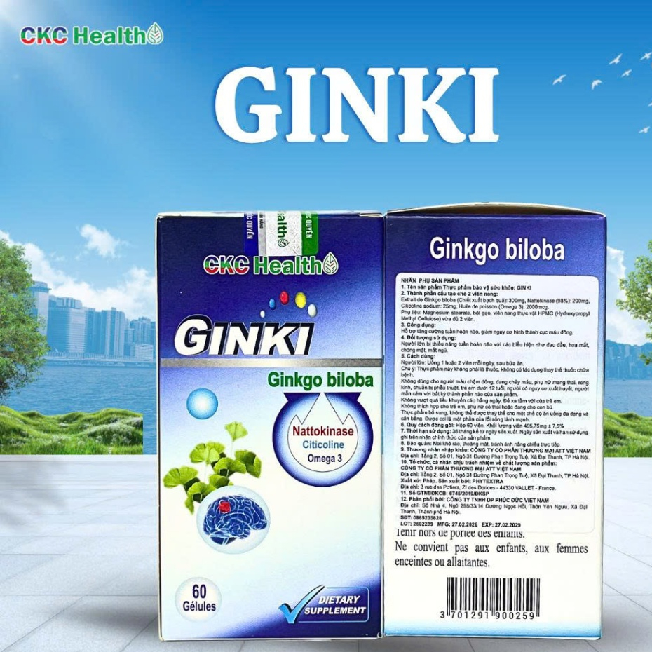 TPBVSK  Ginki từ CKC Health - Viên uống hoạt huyết dưỡng não từ Pháp
