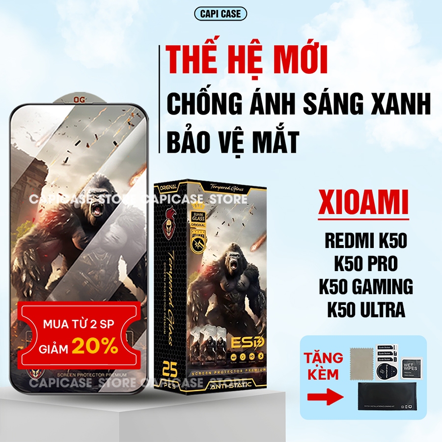 Kính cường lực Redmi K50 / K50 Pro / K50 Gaming / K50 Ultra full màn trong suốt, chống ánh sáng xanh