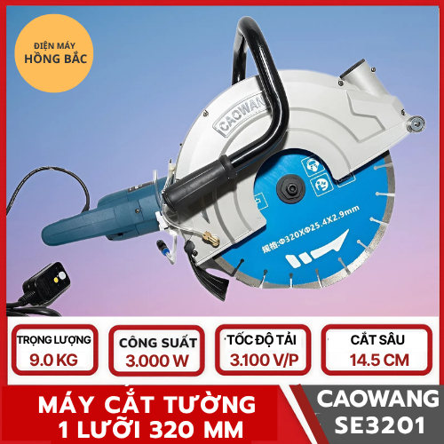 Máy cắt rãnh tường 1 lưỡi Caowang SE3201 – Công suất 3000W, lưỡi cắt 320mm, cắt sâu 136mm