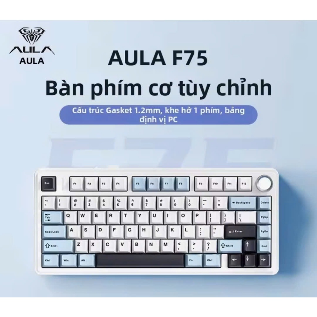 BÀN PHÍM CƠ AULA F75 - Xanh băng giá - 3 mode