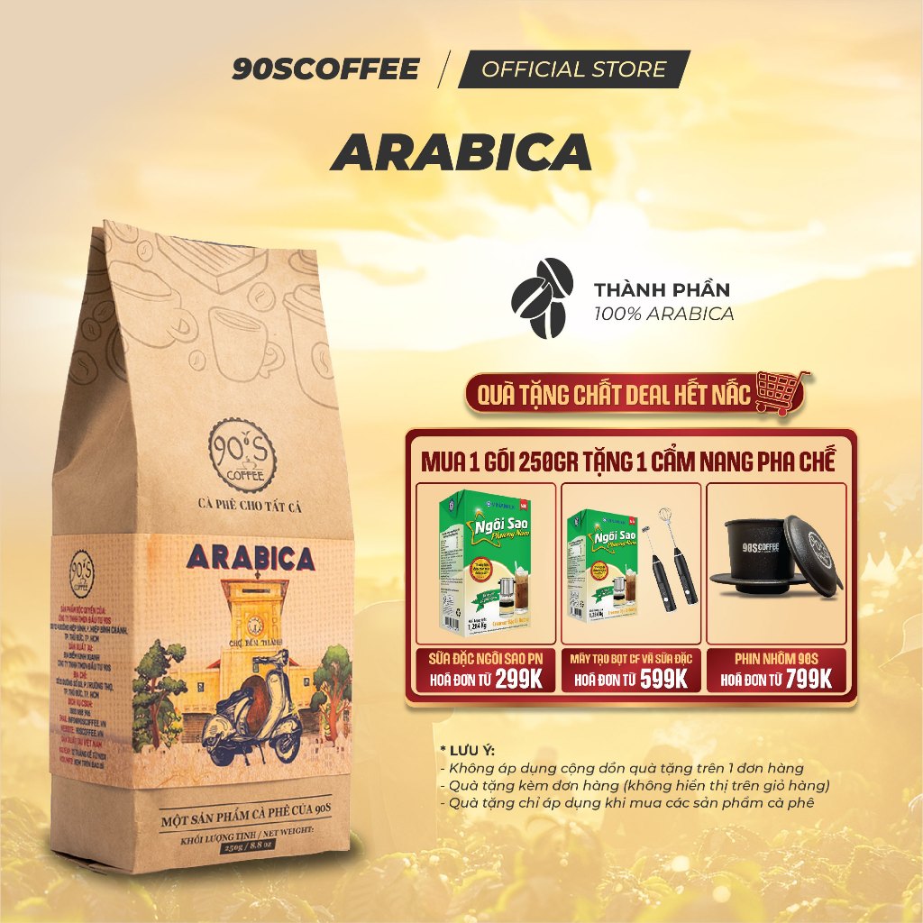 Cà Phê Arabica Nguyên Chất Rang Mộc - Gu Chua Thanh Đắng Nhẹ Hậu Ngọt Thơm Dịu | 90S COFFEE
