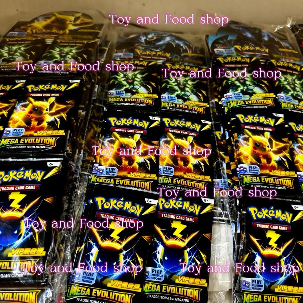 Thẻ bài Pokemon phiên bản Mega Evolution màu đen siêu vip(36 gói-8thẻ/gói)