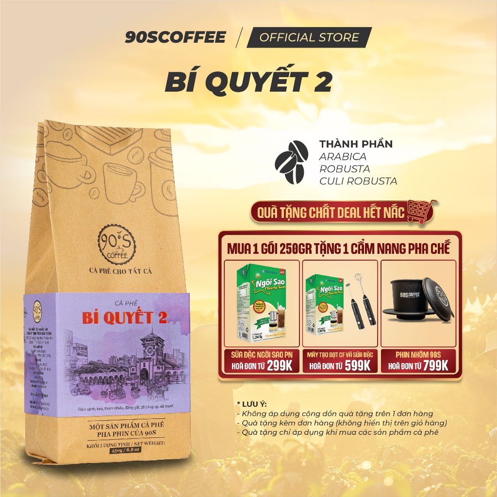 Cà Phê Nguyên Chất Rang Mộc - Gu Đắng Đậm Chua Thanh Hậu Ngọt (Bí Quyết 2) | 90S COFFEE
