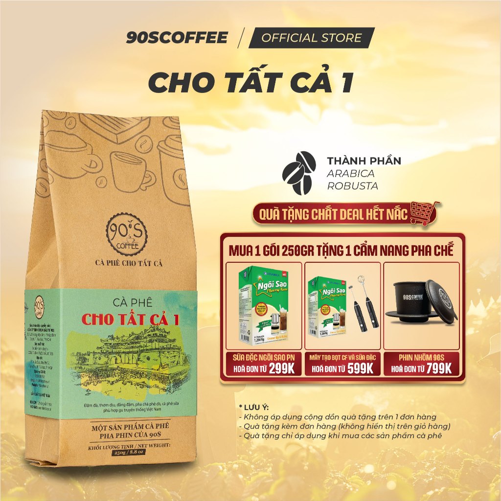 Cà Phê Nguyên Chất Rang Mộc -  Gu Đậm Đà Truyền Thống Chua Thanh (Cho Tất Cả 1) | 90S COFFEE