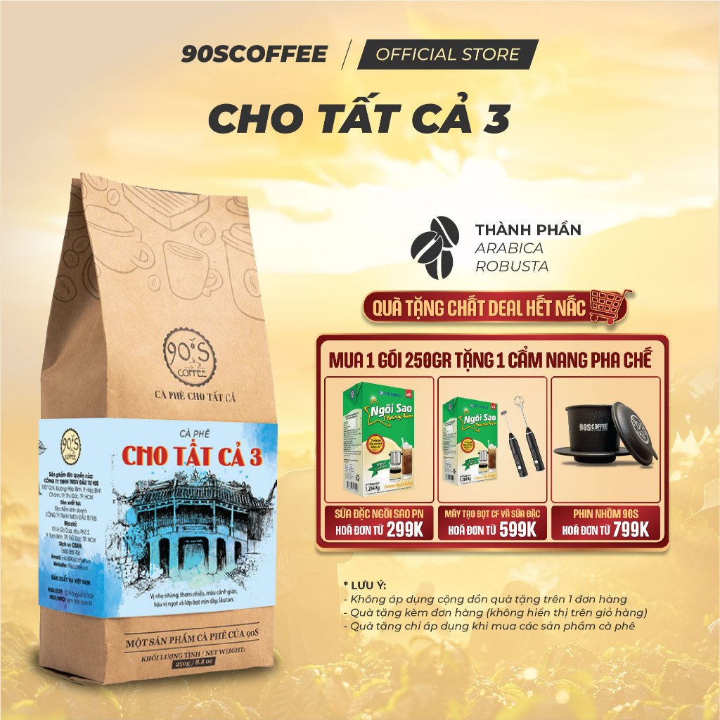 Cà Phê Nguyên Chất Rang Mộc - Gu Đắng Dịu Hậu Ngọt Thơm Tinh Tế (Cho Tất Cả 3) | 90S COFFEE