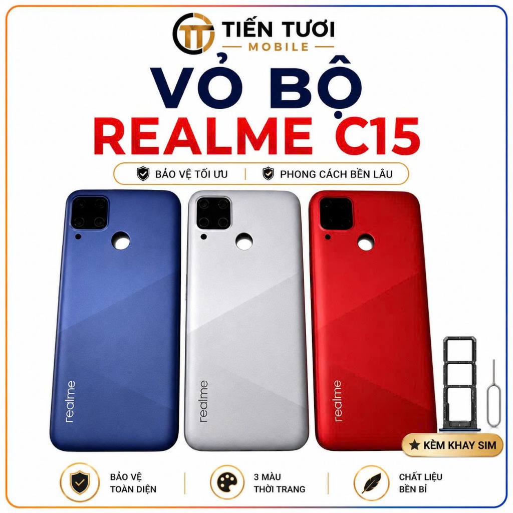 Vỏ bộ Realme c15,lưng,Sương Realme c15